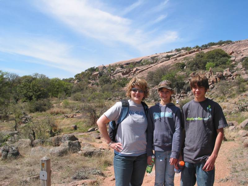 Michelle, Holly, and Andrew near the bottom. That's not the main Rock behind them