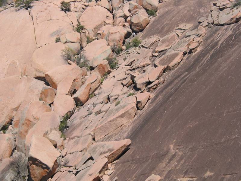 This is where we came down into the valley between Enchanted Rock and Little Rock.