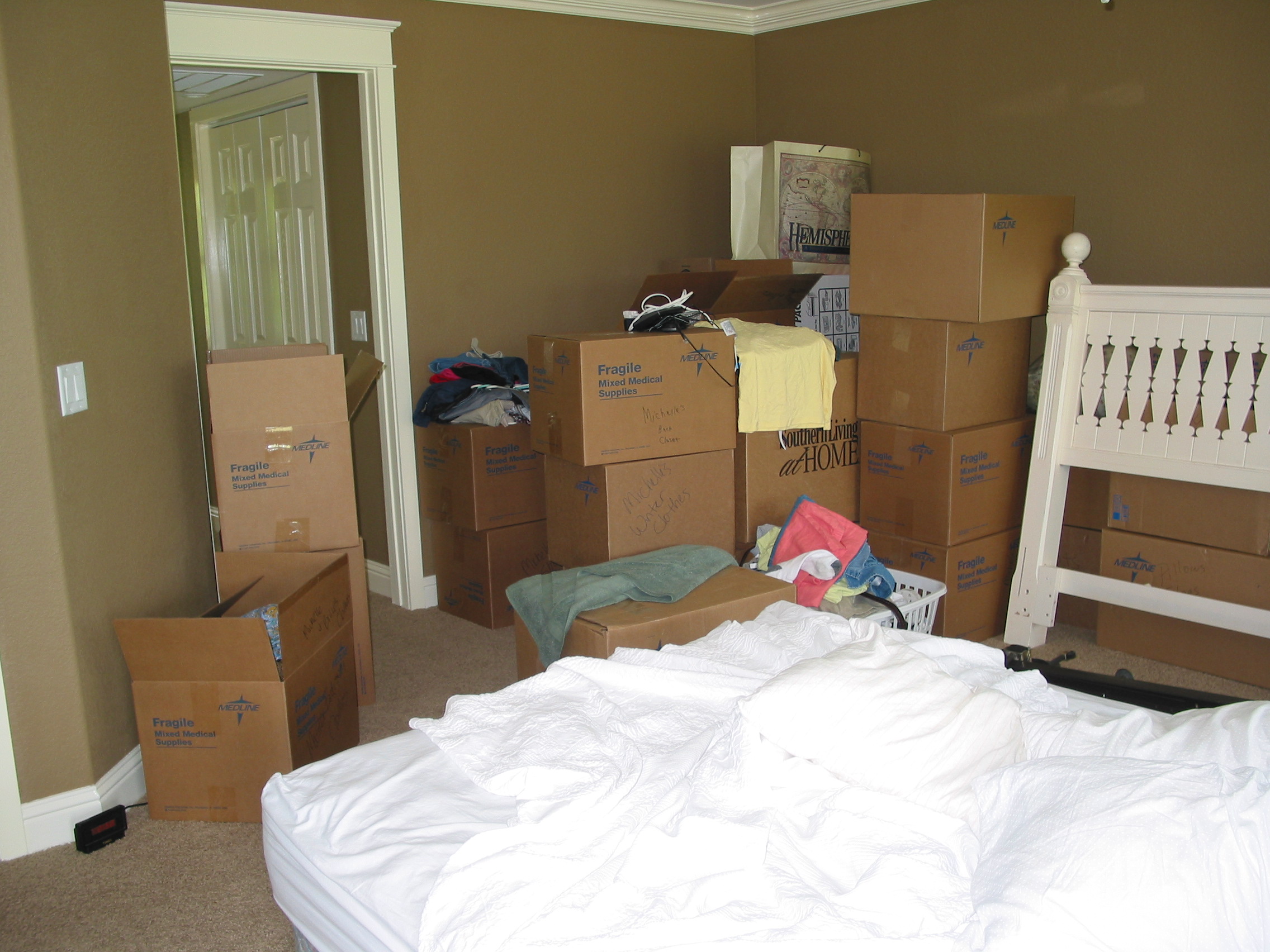 The master bedroom is in need of some unpacking.