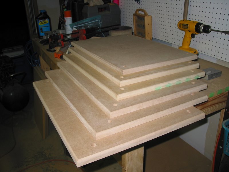 Shelves drilled and routed