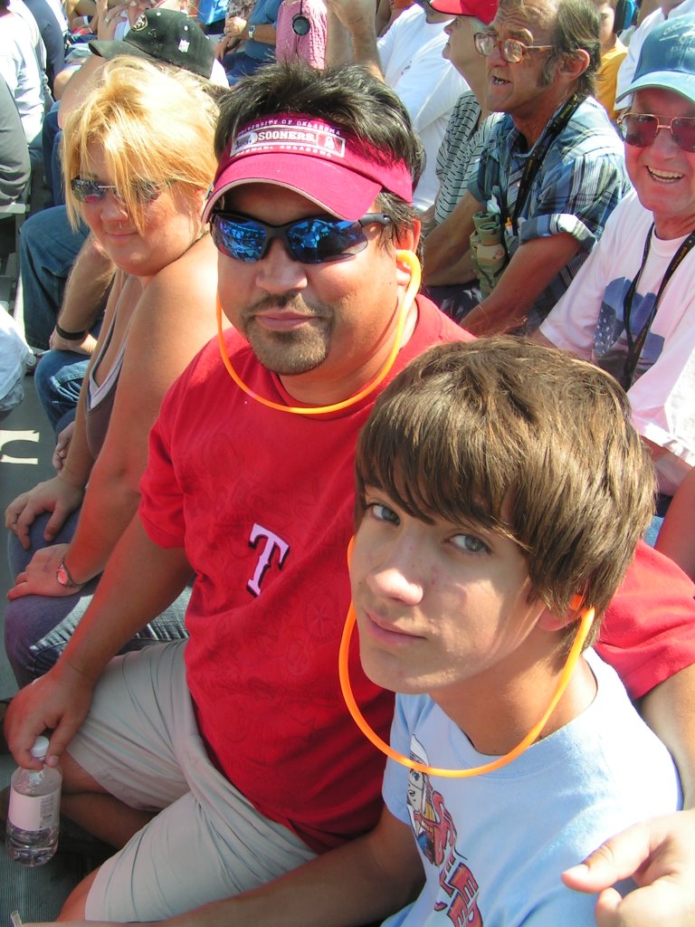 Sandi, Bruce, and Andrew at the drag races