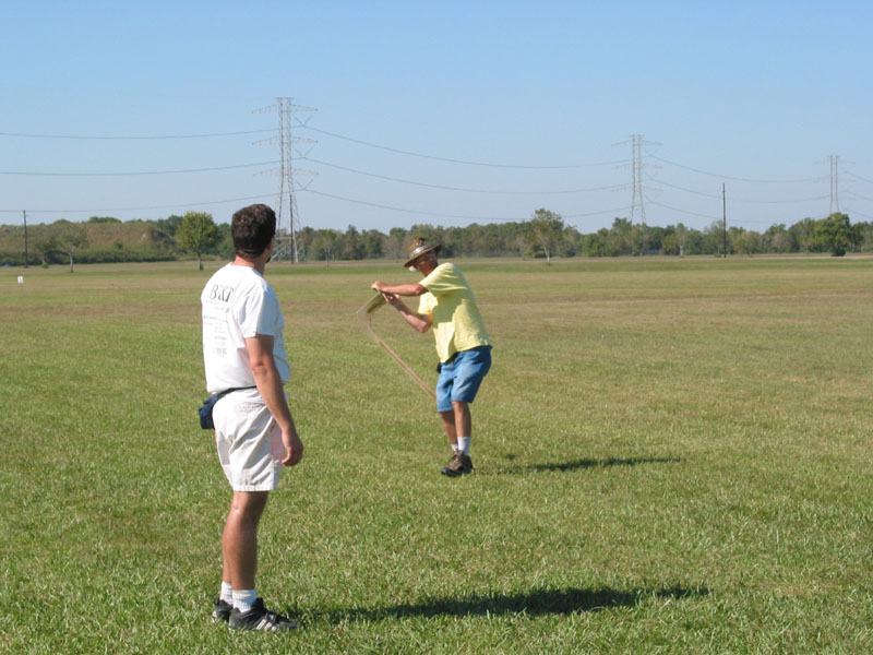John Gaston winds up with one of his Mega-Booms.