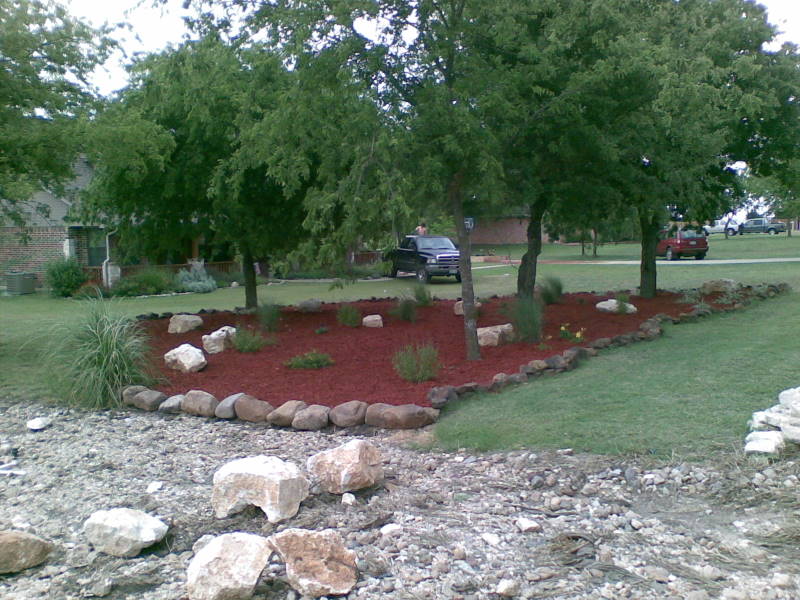 View of the new flower garden from the dry creek bed