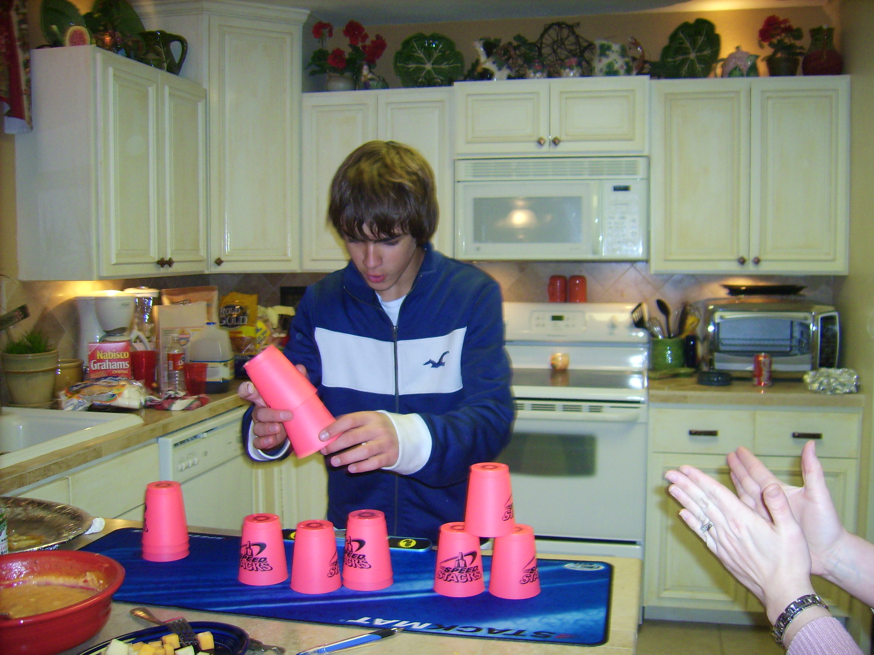 Ace's speed stacking skills are applauded