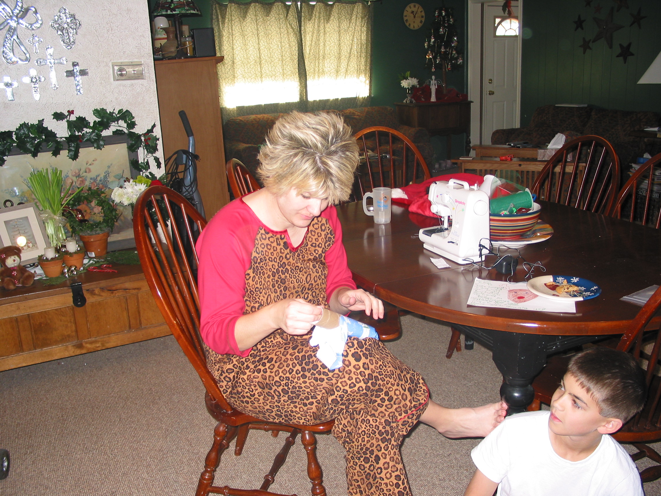 Michelle trying to show restraint, when what she really wants to do is tear into her present.