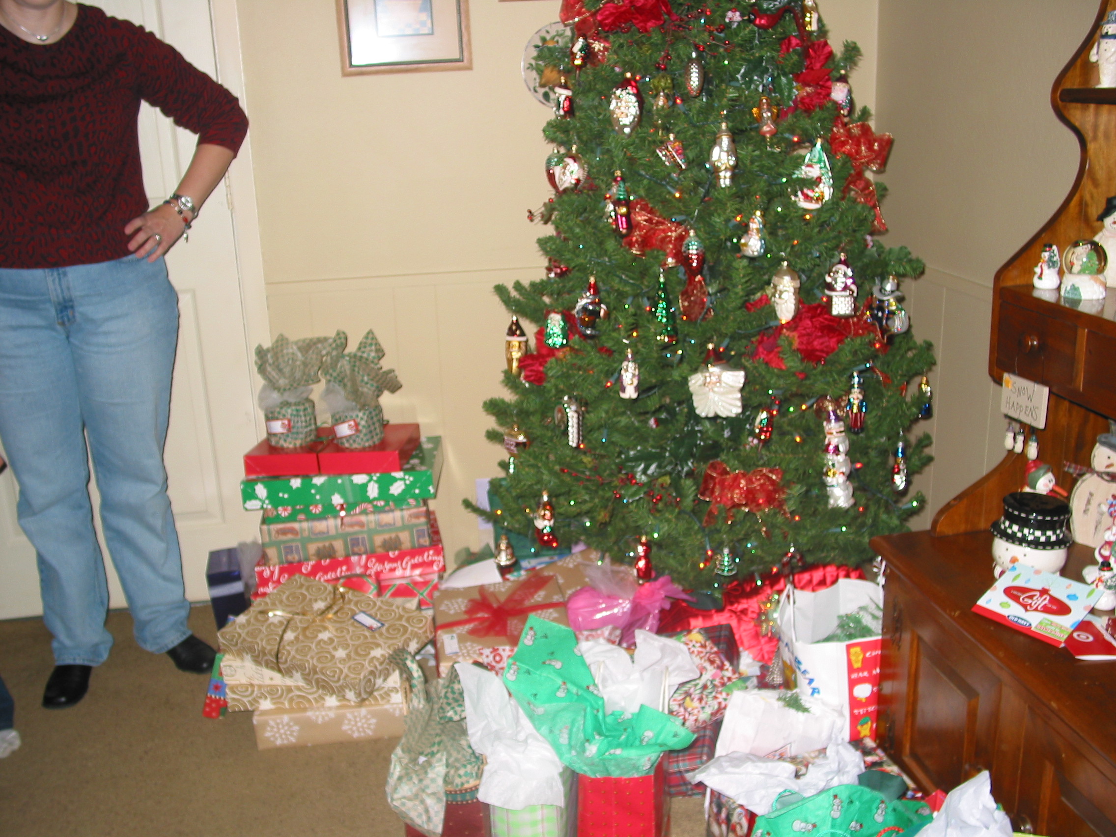 Gifts flow from beneath the tree
