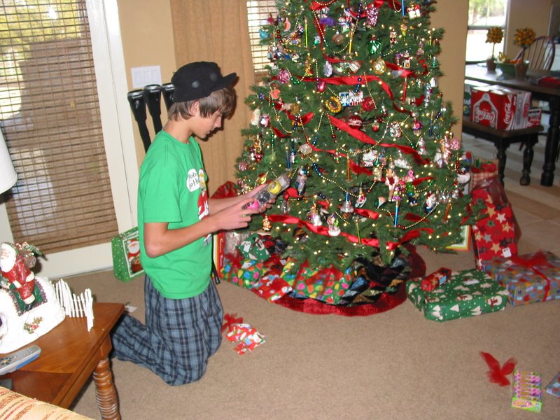 Andrew is starting to open gifts
