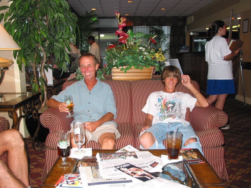 Randy and Ace relax before dinner