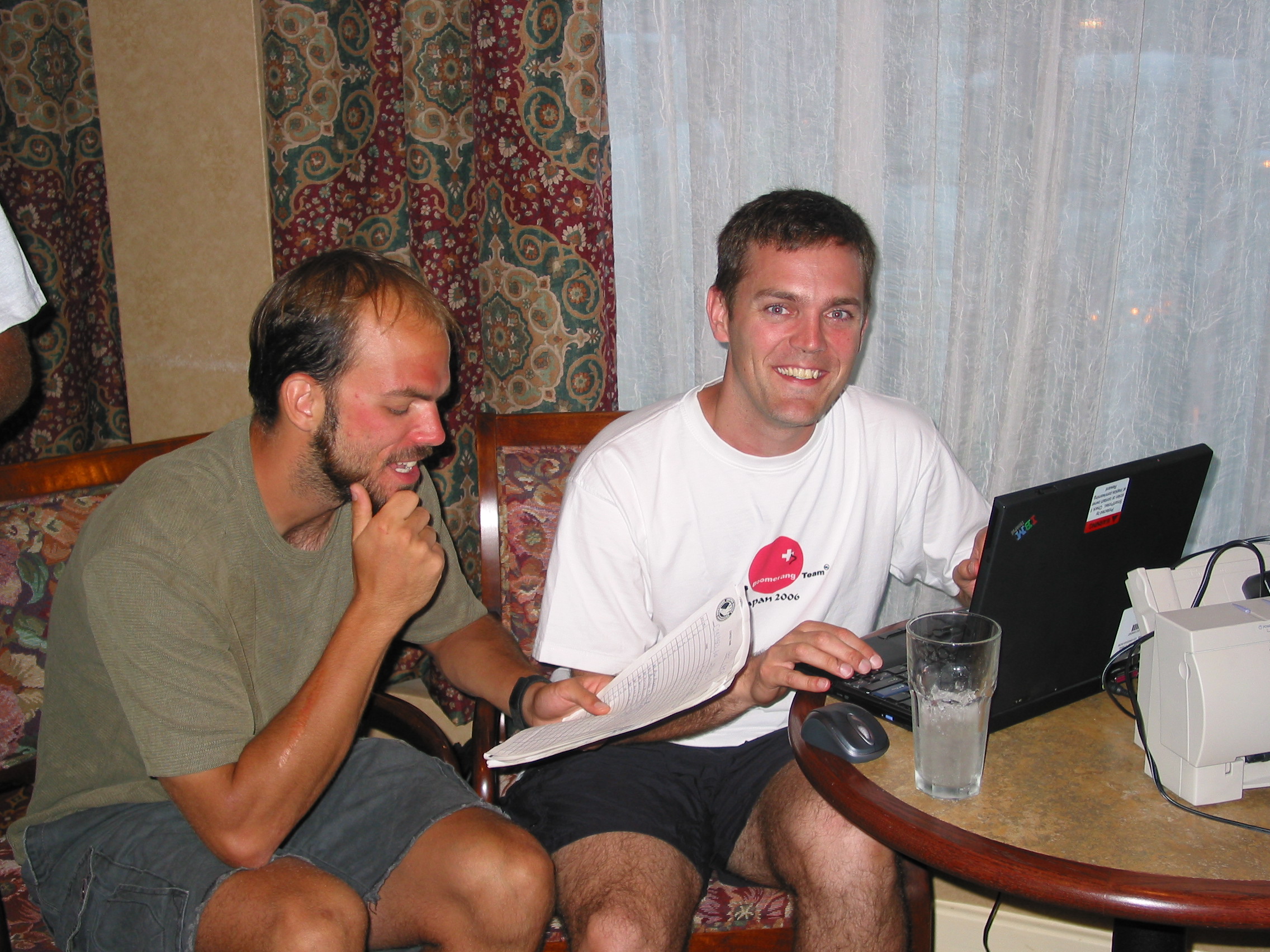 Billy and Jason enter the scores into the spreadsheet