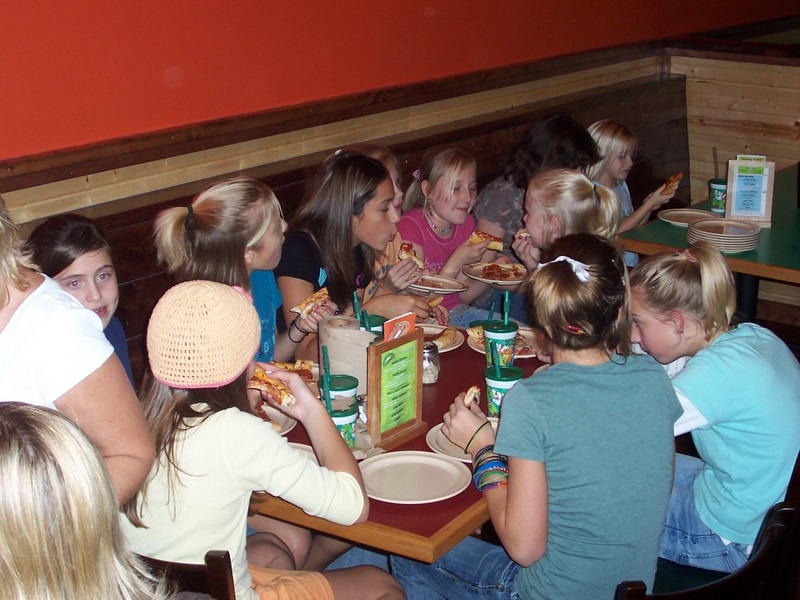 The girls are chowing down