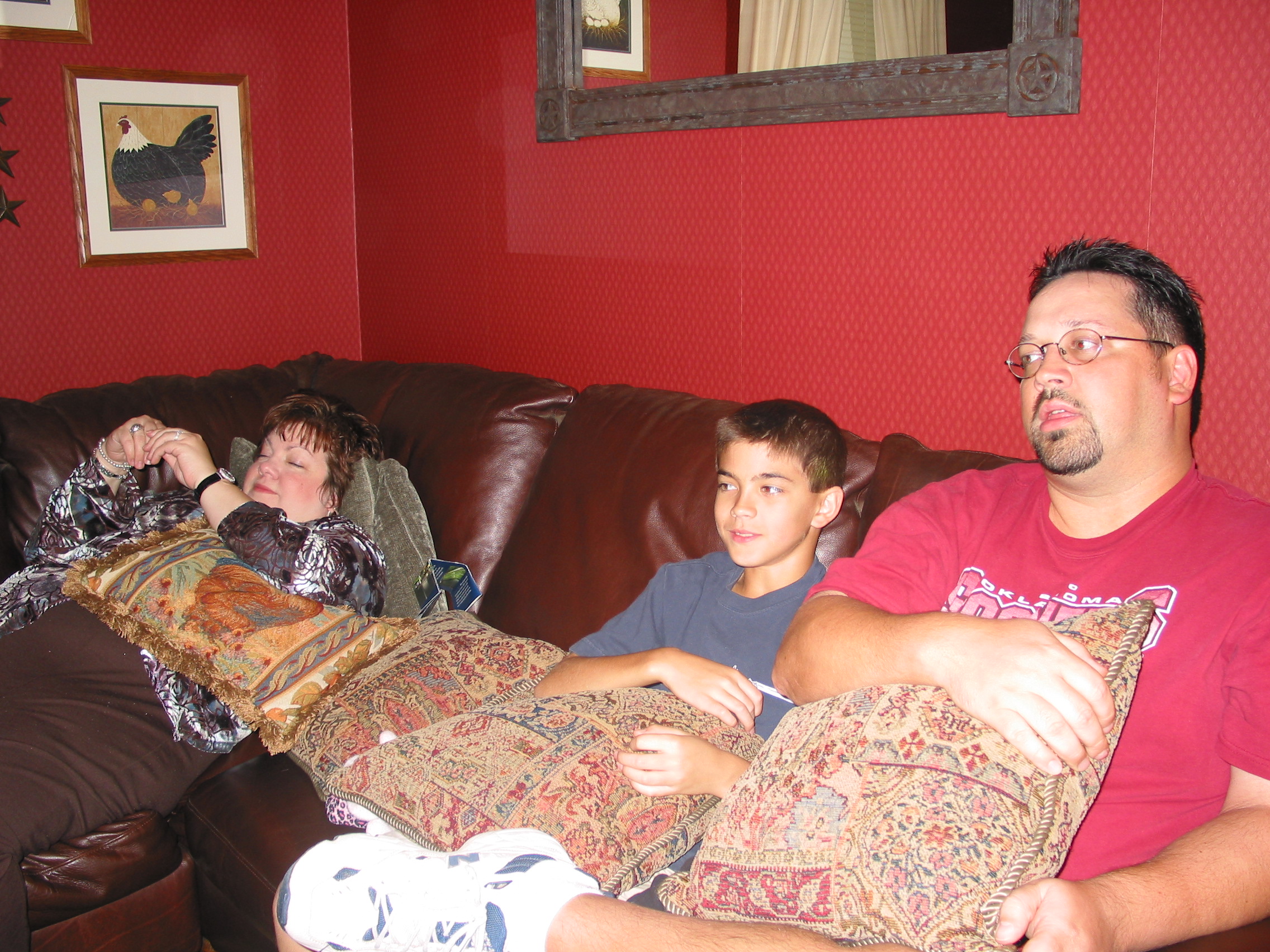 Hiding stuffed stomachs with stuffed pillows.