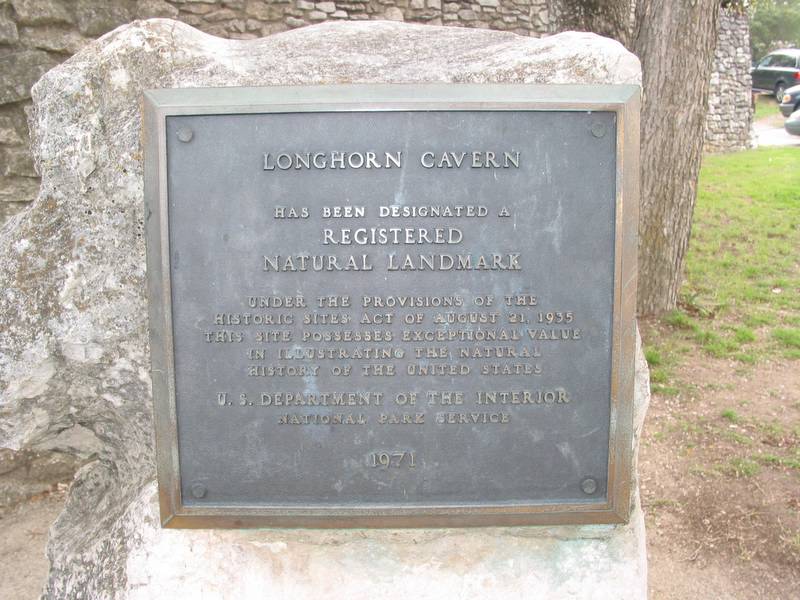 Longhorn Caverns Landmark Plaque