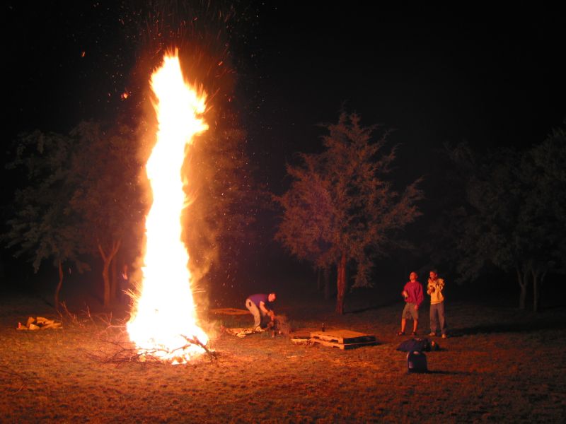Joe looks for more stuff to burn.