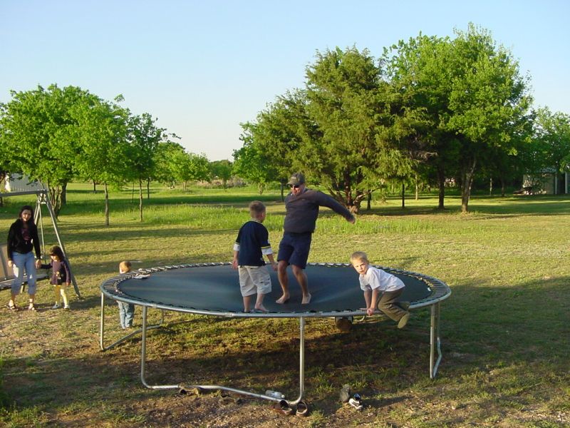 Finally Kevin scares the kids off the trampoline.