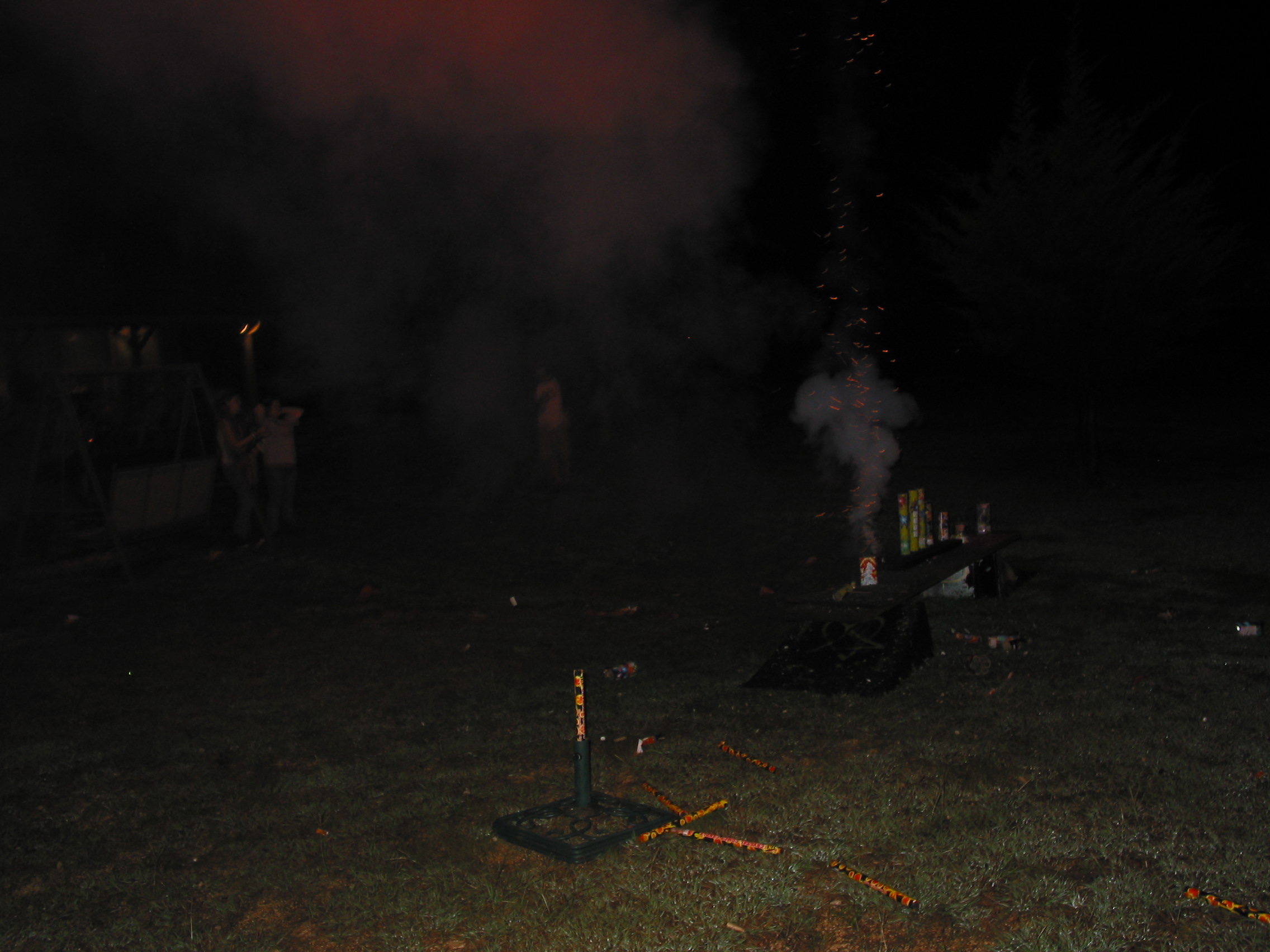 The ground is already littered with spent fireworks
