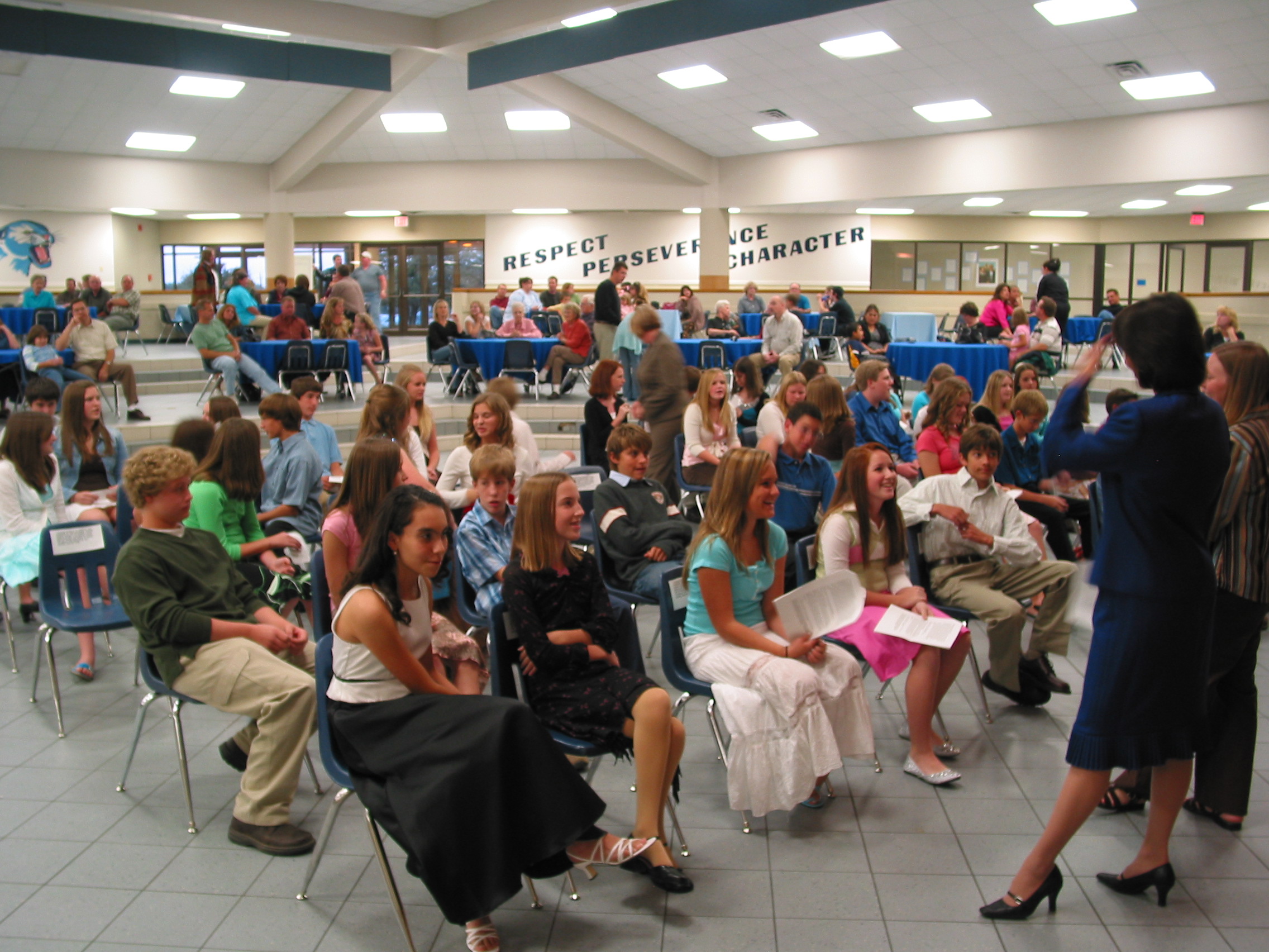 NJHS - The inductees wait for the cerimony to begin.JPG