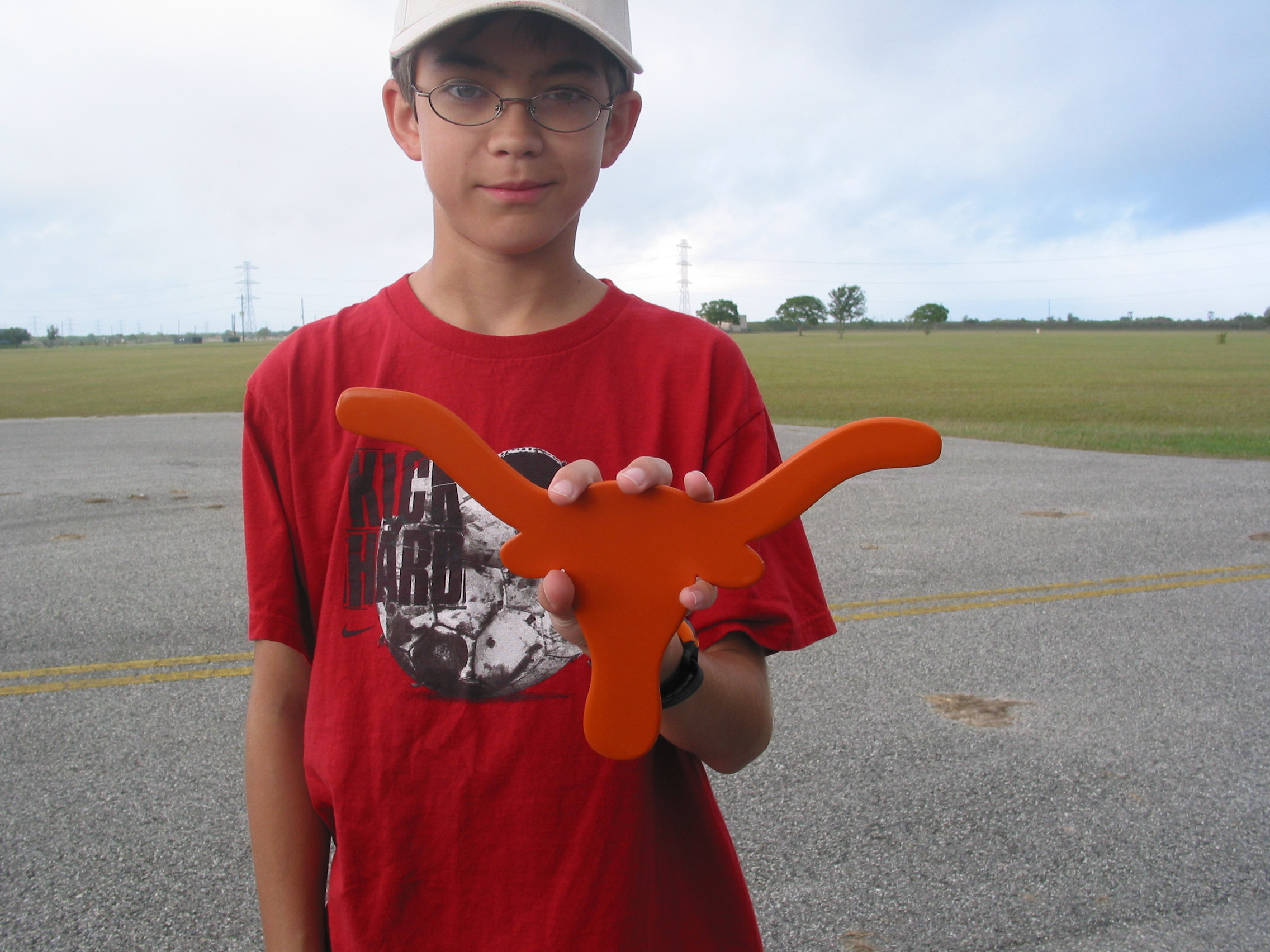 Ace with our contribution to the prize table: A Texas Longhorn boomerang.